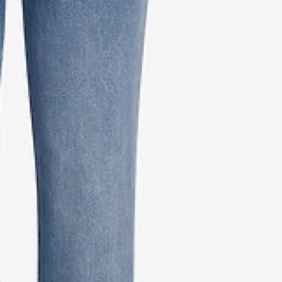 Express Mid Rise Medium Wash Belted Baggy Tapered Jeans 8R - Picture 8 of 13